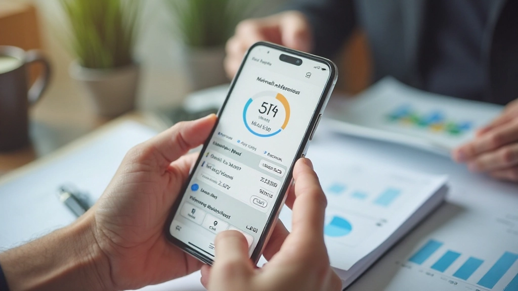 Современный смартфон с приложением для управления финансами на экране