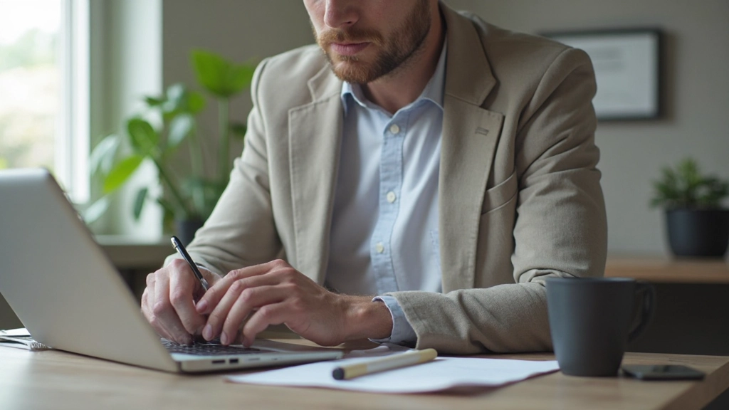 Человек ведет записи расходов в приложение на планшете