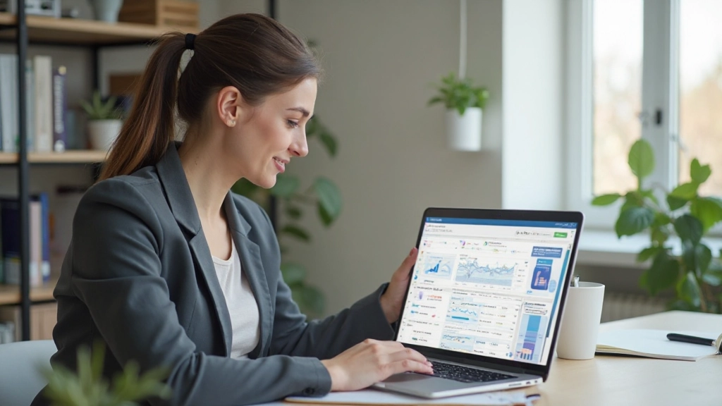 Профессиональное рабочее место с ноутбуком и финансовыми документами