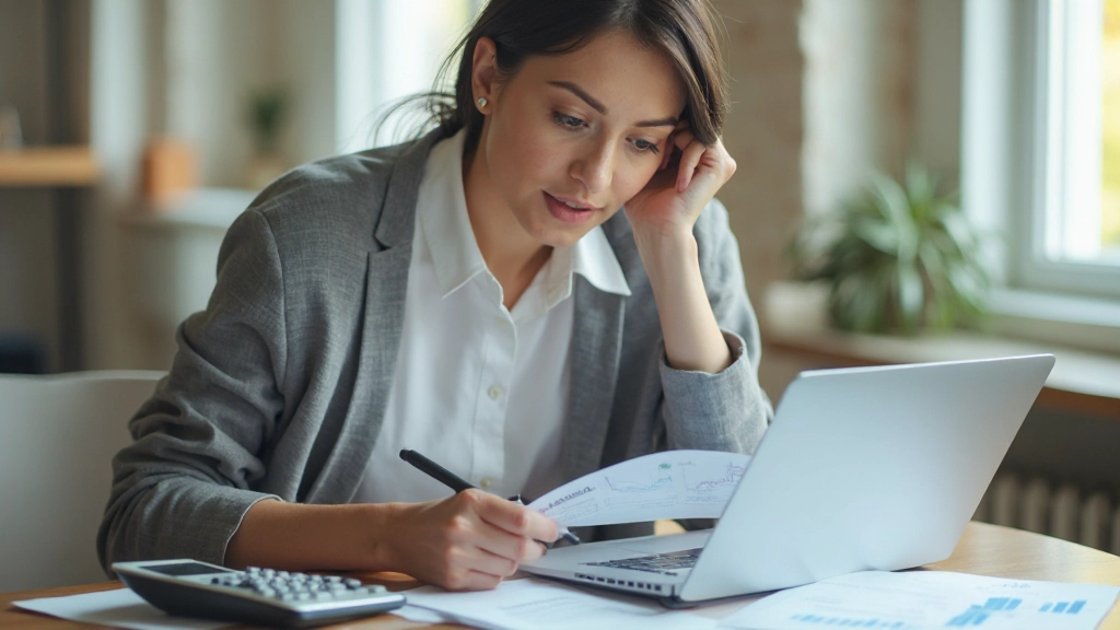 Профессиональное рабочее пространство с ноутбуком, калькулятором и финансовыми документами